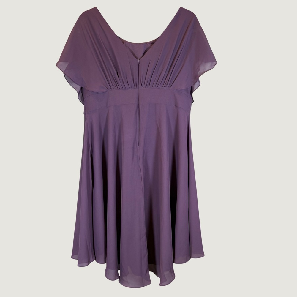 NWT JJ's House Dress Womens 20W Plum Chiffon Flutter Sleeve Midi Bridesmaid - Picture 2 of 10